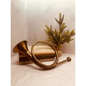 Vintage Solid Brass French Horn Hunting Bugle Decorative Musical Instrument 14x7